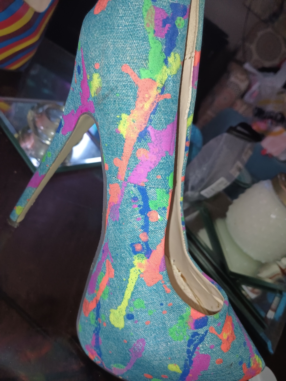 Liliana Multi-Color Paint-Splash Platform Pumps - Picture 4 of 6